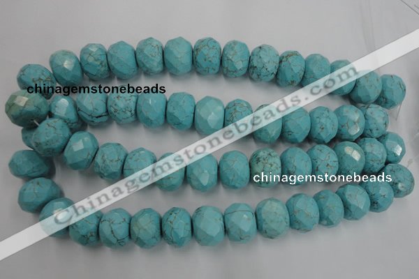 CWB462 15.5 inches 14*20mm faceted rondelle howlite turquoise beads