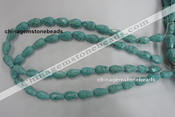 CWB471 15.5 inches 10*16mm faceted teardrop howlite turquoise beads