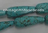 CWB472 15.5 inches 10*30mm faceted teardrop howlite turquoise beads