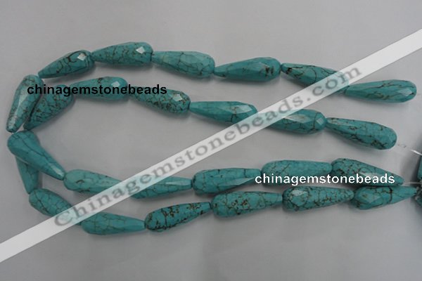 CWB472 15.5 inches 10*30mm faceted teardrop howlite turquoise beads