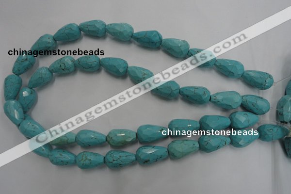 CWB473 15.5 inches 12*20mm faceted teardrop howlite turquoise beads