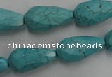 CWB474 15.5 inches 12*22mm faceted teardrop howlite turquoise beads