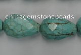 CWB475 15.5 inches 15*22mm faceted teardrop howlite turquoise beads