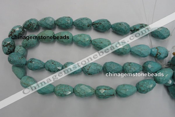 CWB475 15.5 inches 15*22mm faceted teardrop howlite turquoise beads