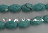 CWB481 15.5 inches 8*12mm faceted rice howlite turquoise beads