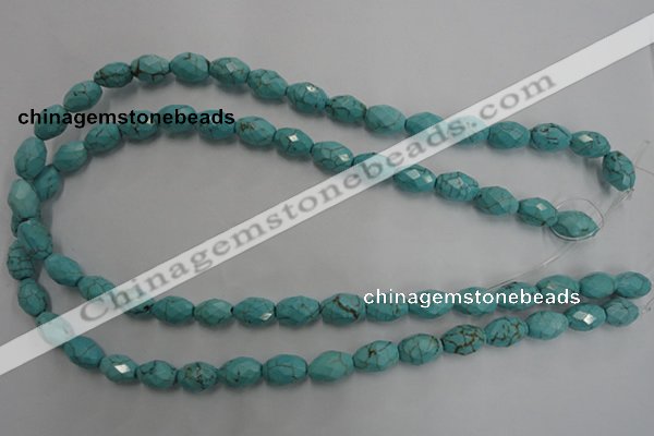 CWB481 15.5 inches 8*12mm faceted rice howlite turquoise beads