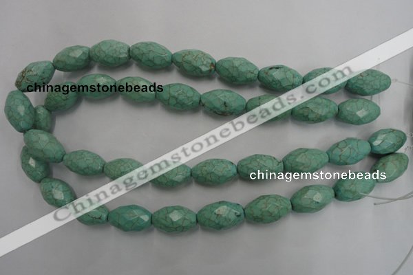 CWB484 15.5 inches 12*20mm faceted rice howlite turquoise beads