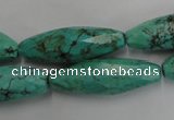 CWB487 15.5 inches 10*30mm faceted rice howlite turquoise beads