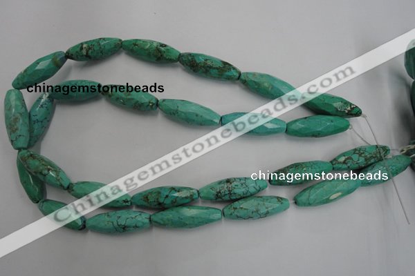 CWB487 15.5 inches 10*30mm faceted rice howlite turquoise beads