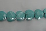 CWB491 15.5 inches 10*10mm faceted heart howlite turquoise beads