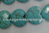 CWB495 15.5 inches 18*18mm faceted heart howlite turquoise beads