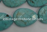 CWB506 15.5 inches 18*25mm faceted flat teardrop howlite turquoise beads