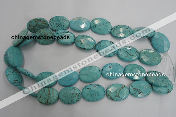 CWB516 15.5 inches 18*25mm faceted oval howlite turquoise beads