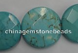 CWB528 15.5 inches 25mm faceted oval howlite turquoise beads