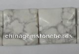 CWB62 15.5 inches 25*25mm wavy square natural white howlite beads