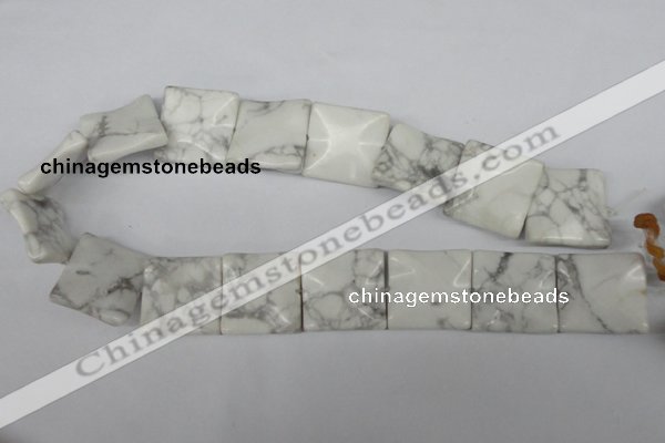 CWB62 15.5 inches 25*25mm wavy square natural white howlite beads