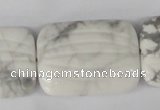 CWB63 15.5 inches 25*35mm carved rectangle natural white howlite beads