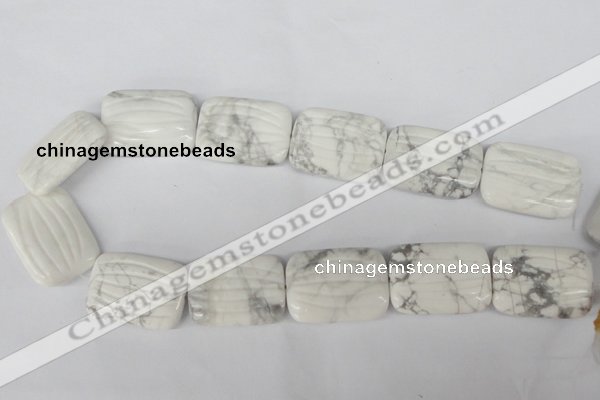 CWB63 15.5 inches 25*35mm carved rectangle natural white howlite beads