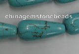 CWB680 15.5 inches 13*30mm teardrop howlite turquoise beads wholesale