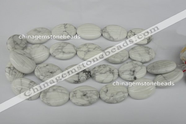 CWB69 15.5 inches 25*35mm carved oval natural white howlite beads