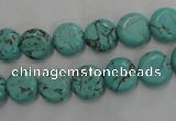 CWB701 15.5 inches 10mm flat round howlite turquoise beads