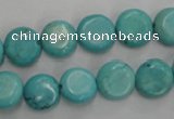 CWB702 15.5 inches 11mm flat round howlite turquoise beads