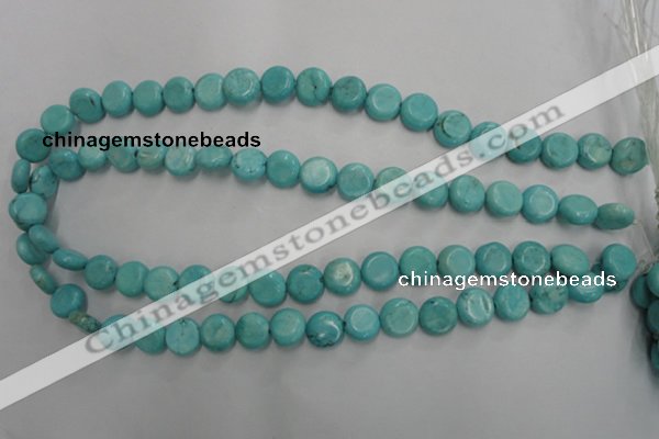 CWB702 15.5 inches 11mm flat round howlite turquoise beads