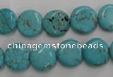 CWB703 15.5 inches 12mm flat round howlite turquoise beads