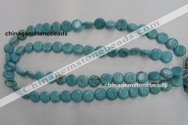 CWB703 15.5 inches 12mm flat round howlite turquoise beads