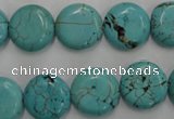 CWB704 15.5 inches 14mm flat round howlite turquoise beads