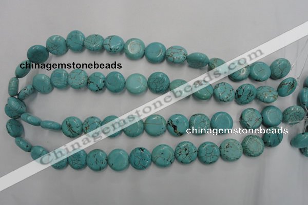 CWB704 15.5 inches 14mm flat round howlite turquoise beads