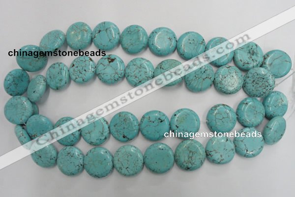 CWB707 15.5 inches 20mm flat round howlite turquoise beads