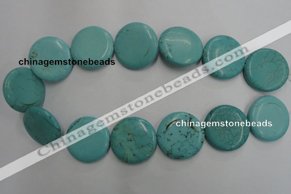 CWB709 15.5 inches 30mm flat round howlite turquoise beads