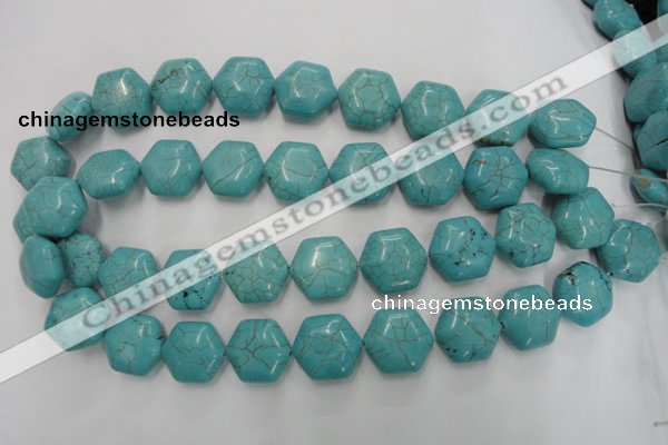 CWB712 15.5 inches 18*20mm hexagon howlite turquoise beads