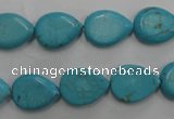 CWB722 15.5 inches 10*14mm flat teardrop howlite turquoise beads