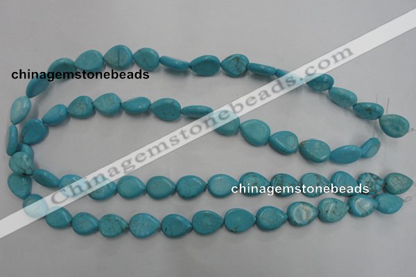 CWB722 15.5 inches 10*14mm flat teardrop howlite turquoise beads