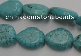 CWB724 15.5 inches 13*18mm flat teardrop howlite turquoise beads