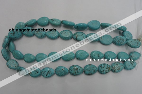 CWB724 15.5 inches 13*18mm flat teardrop howlite turquoise beads