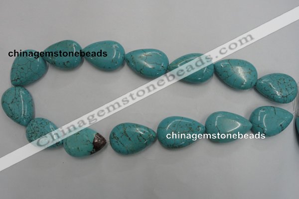 CWB728 15.5 inches 20*30mm flat teardrop howlite turquoise beads