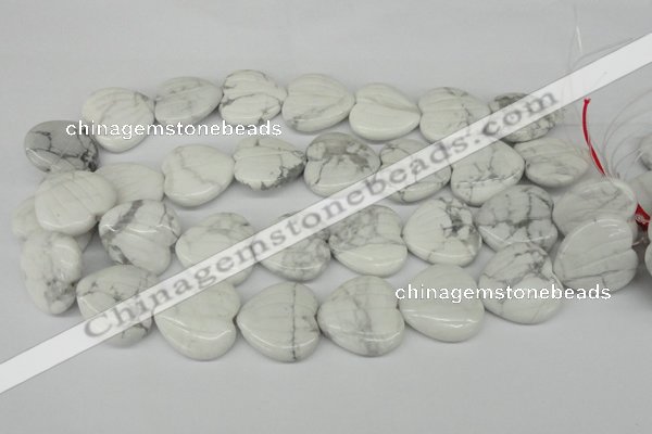 CWB74 15.5 inches 26*26mm carved heart natural white howlite beads