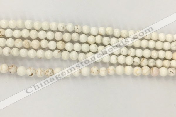 CWB800 15.5 inches 4mm round white howlite turquoise beads