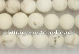 CWB811 15.5 inches 4mm round matte white howlite turquoise beads