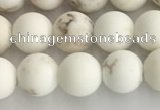 CWB812 15.5 inches 6mm round matte white howlite turquoise beads