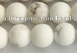 CWB813 15.5 inches 8mm round matte white howlite turquoise beads