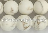 CWB814 15.5 inches 10mm round matte white howlite turquoise beads