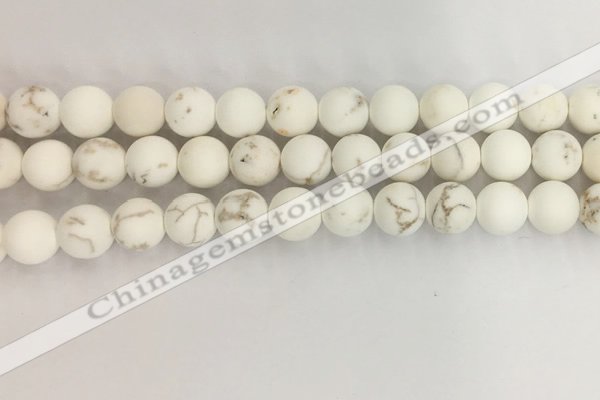 CWB814 15.5 inches 10mm round matte white howlite turquoise beads