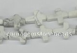 CWB88 15.5 inches 12*15mm cross natural white howlite beads