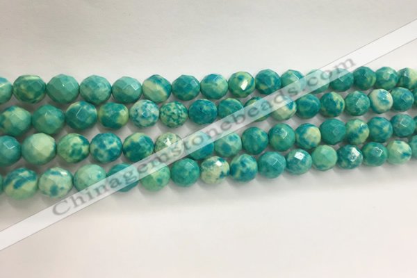 CWB880 15.5 inches 4mm faceted round howlite turquoise beads