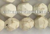 CWB885 15.5 inches 6mm faceted nuggets white howlite turquoise beads