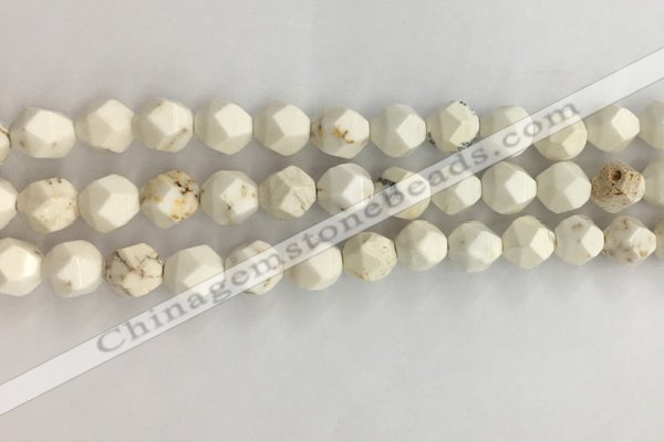 CWB886 15.5 inches 8mm faceted nuggets white howlite turquoise beads